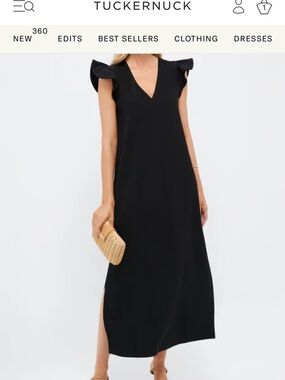 Tuckernuck Black V-Neck Flutter-Sleeve Maxi Dress